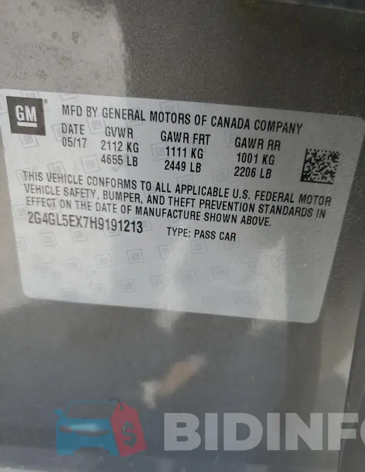 2G4GL5EX7H9191213 Photo# 12