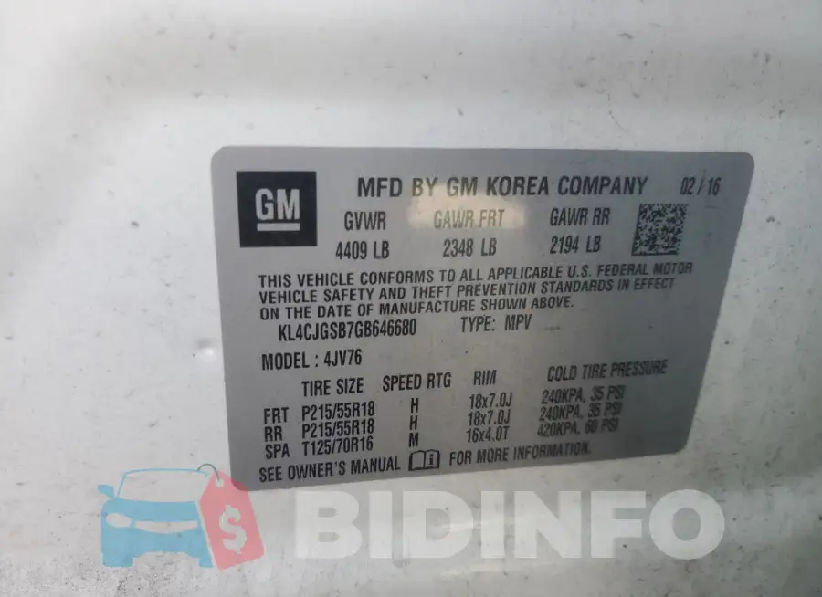 KL4CJGSB7GB646680 Photo# 12