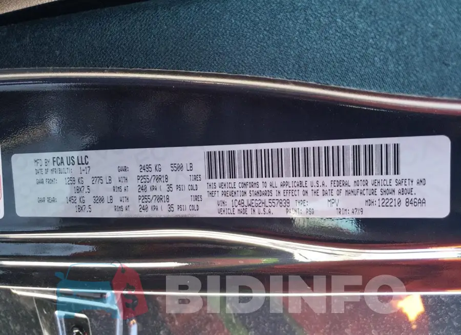 1C4BJWEG2HL557839 Photo# 14