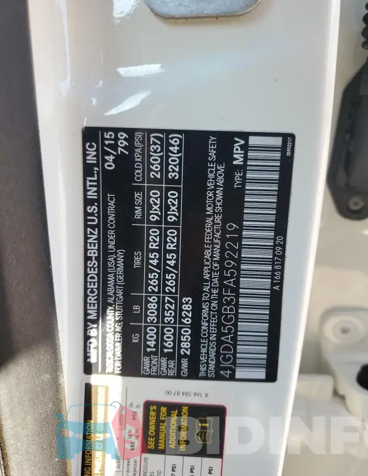 4JGDA5GB3FA592219 Photo# 13