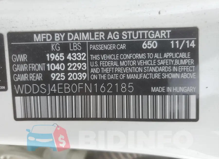 WDDSJ4EB0FN162185 Photo# 12