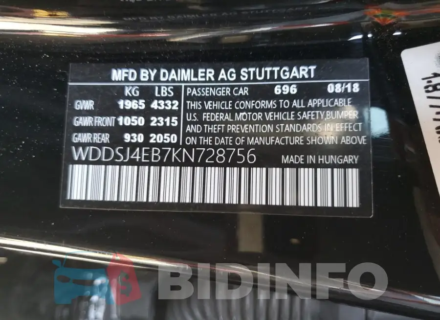 WDDSJ4EB7KN728756 Photo# 12