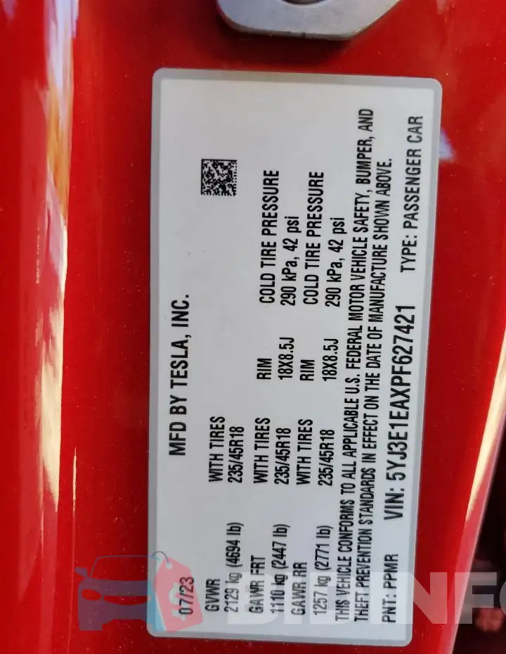 5YJ3E1EAXPF627421 Photo# 12