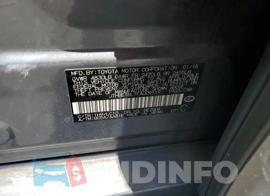 JTHBE1BL1FA009119 Photo# 12