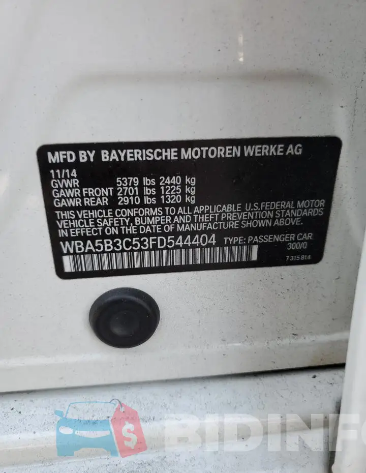 WBA5B3C53FD544404 Photo# 12