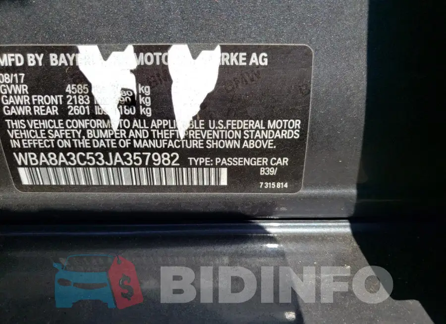 WBA8A3C53JA357982 Photo# 12