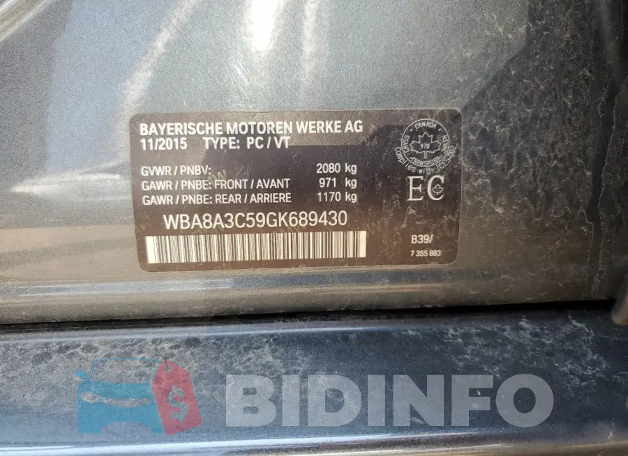 WBA8A3C59GK689430 Photo# 12