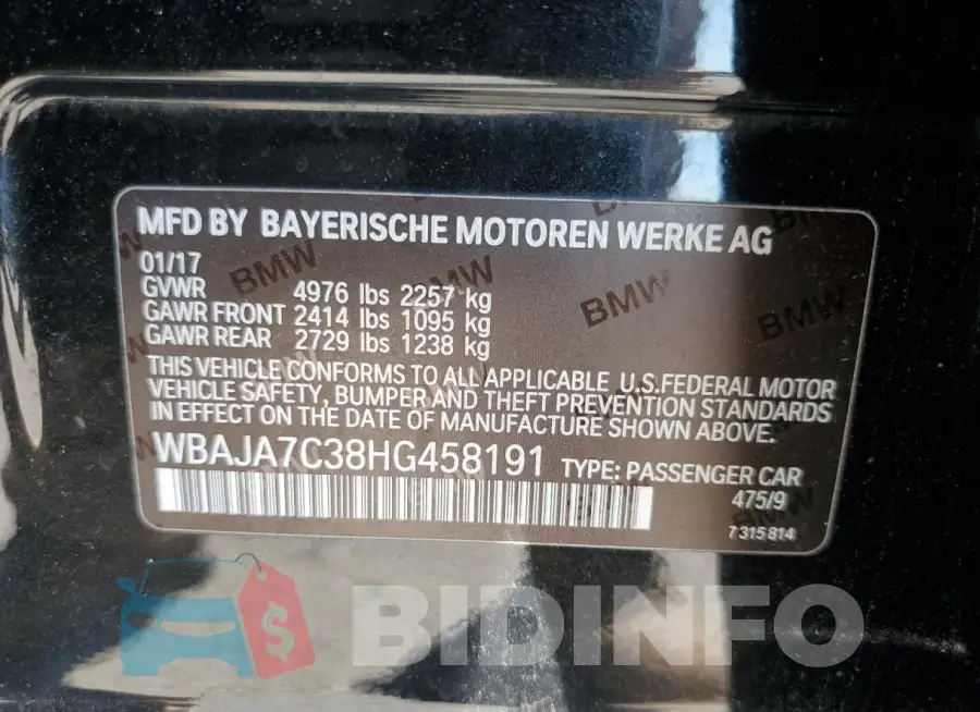 WBAJA7C38HG458191 Photo# 13