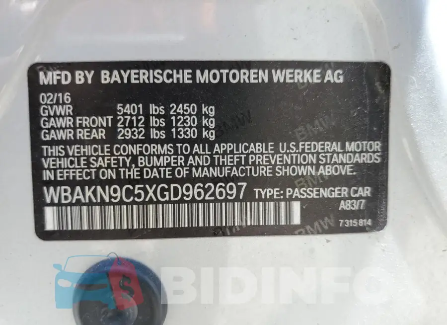 WBAKN9C5XGD962697 Photo# 12