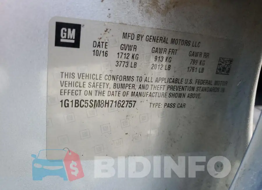 1G1BC5SM8H7162757 Photo# 13
