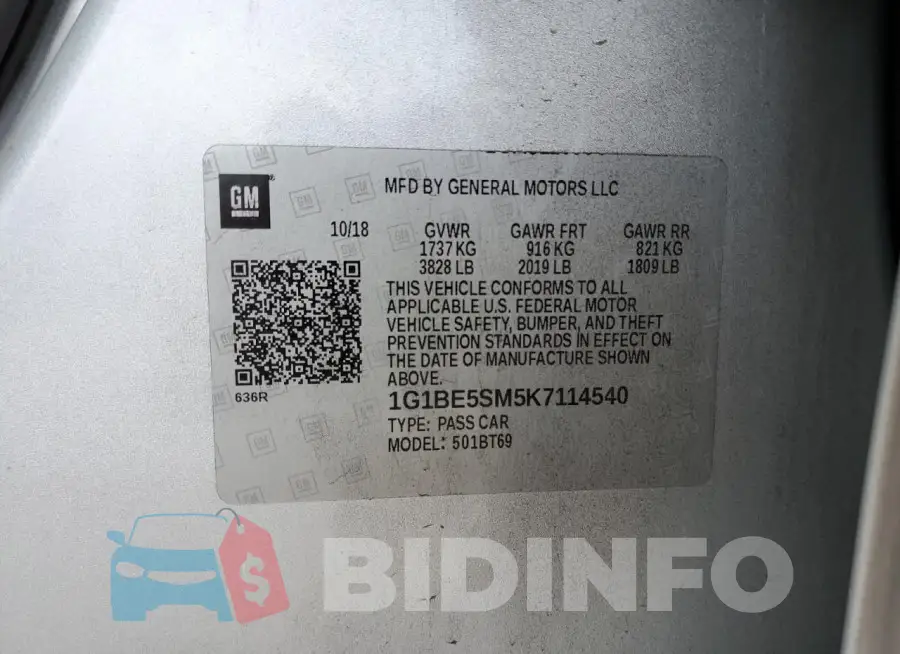 1G1BE5SM5K7114540 Photo# 12