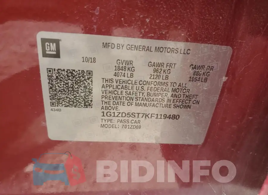 1G1ZD5ST7KF119480 Photo# 12