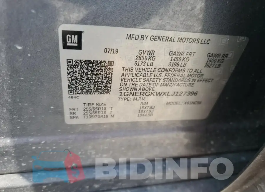 1GNERGKWXLJ127396 Photo# 14