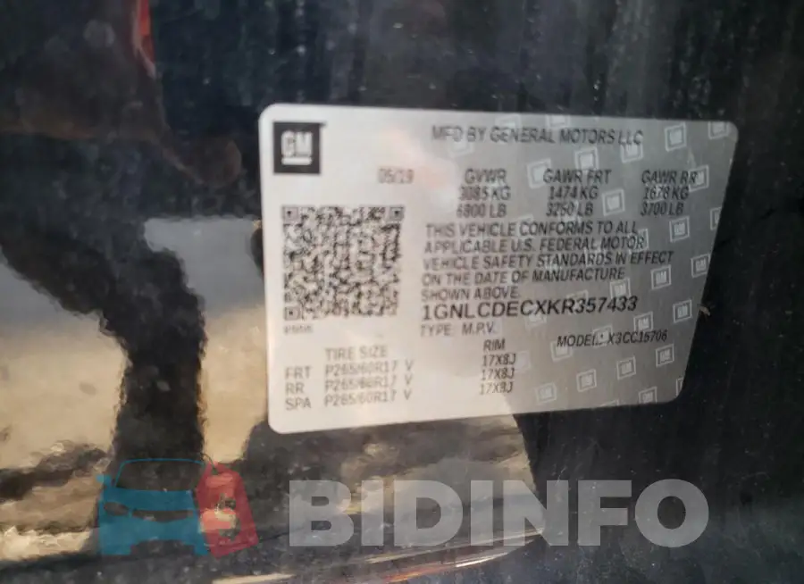 1GNLCDECXKR357433 Photo# 13