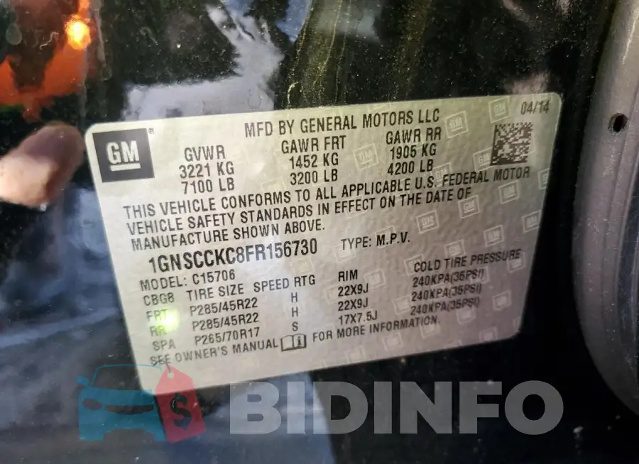 1GNSCCKC8FR156730 Photo# 12