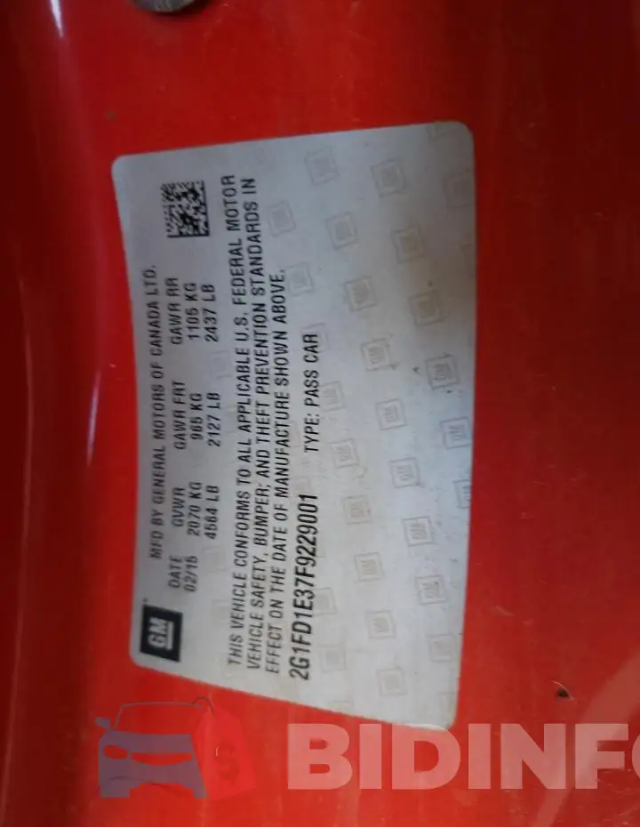 2G1FD1E37F9229001 Photo# 12
