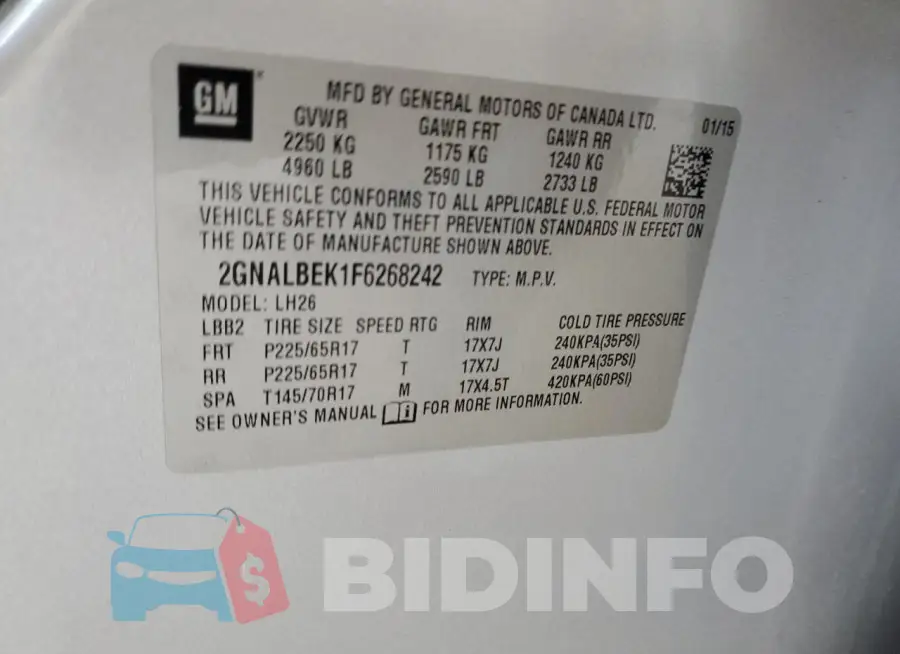 2GNALBEK1F6268242 Photo# 13