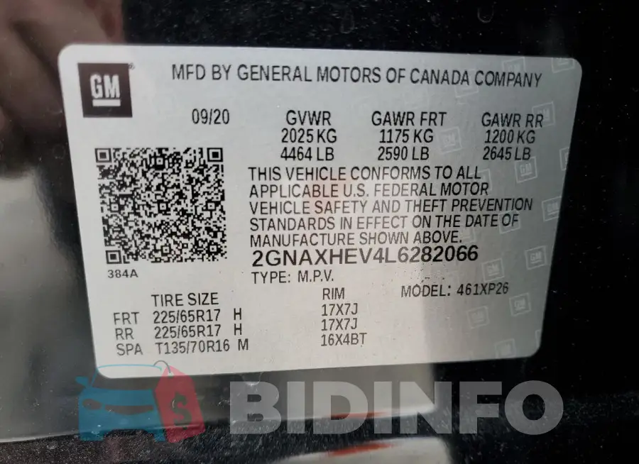 2GNAXHEV4L6282066 Photo# 14