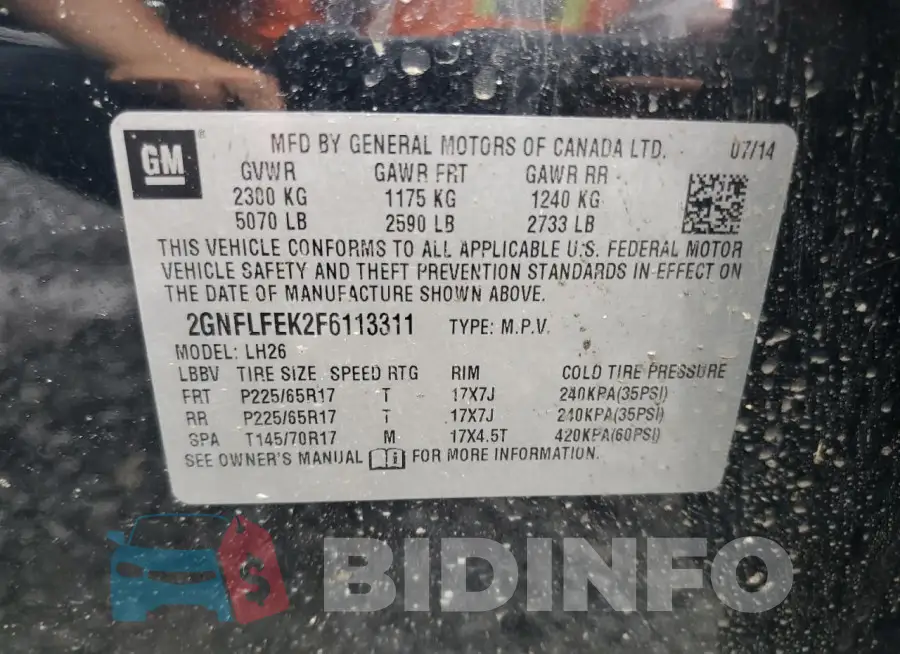 2GNFLFEK2F6113311 Photo# 13
