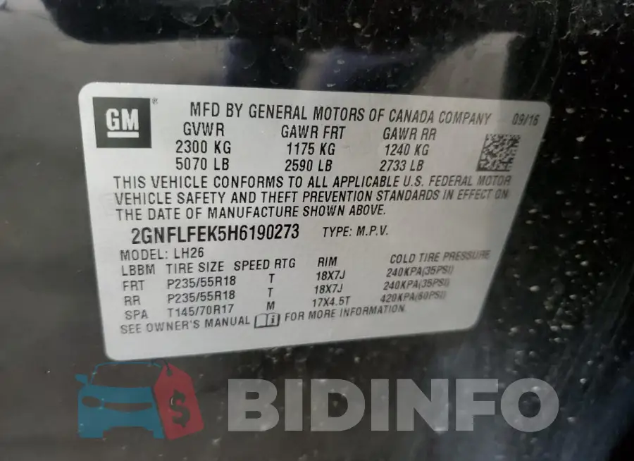 2GNFLFEK5H6190273 Photo# 13