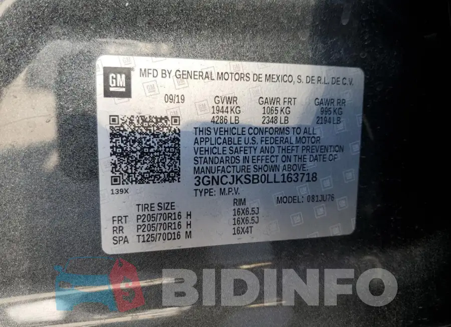 3GNCJKSB0LL163718 Photo# 12