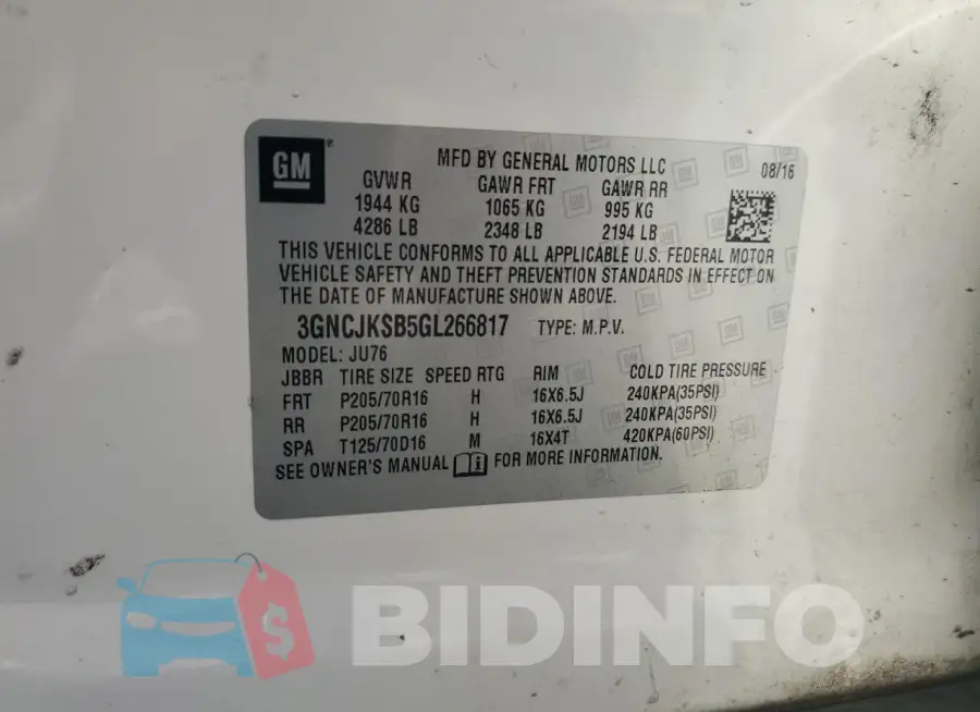 3GNCJKSB5GL266817 Photo# 12