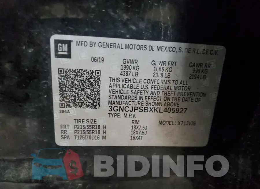 3GNCJPSBXKL405927 Photo# 13