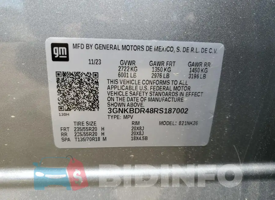 3GNKBDR48RS187002 Photo# 13