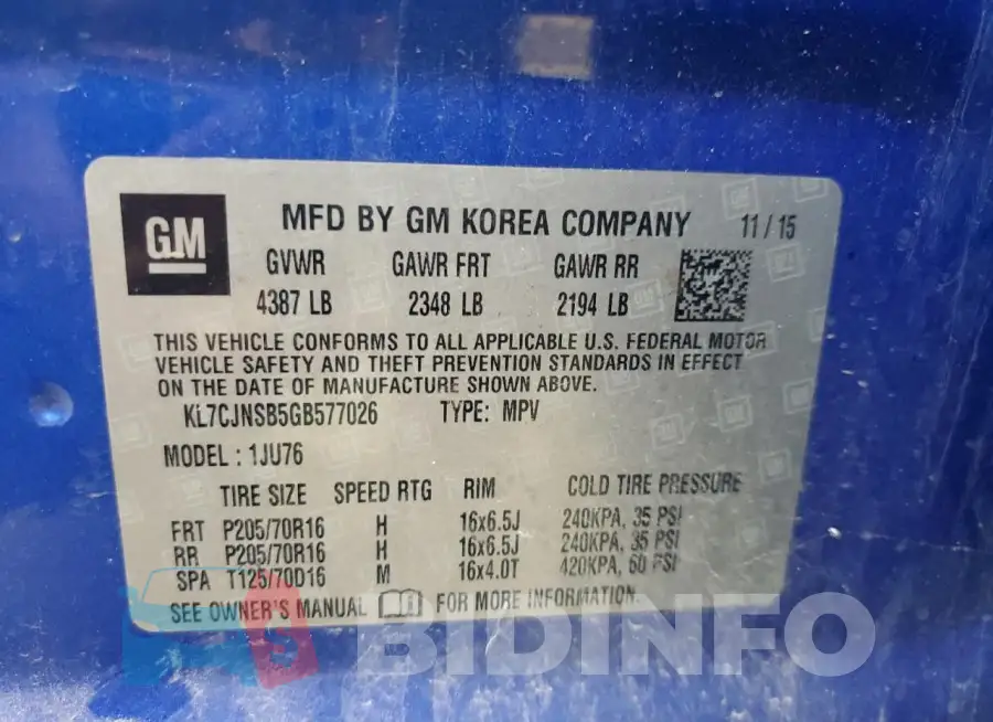 KL7CJNSB5GB577026 Photo# 12