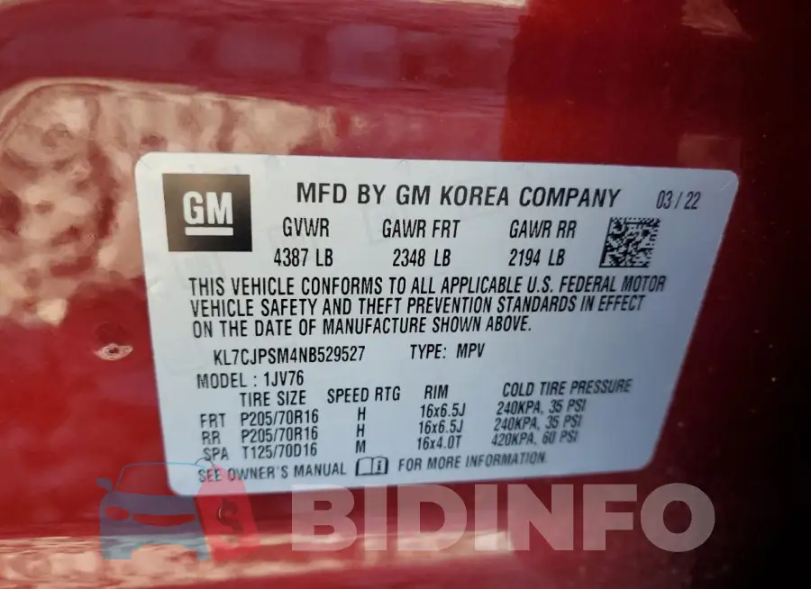 KL7CJPSM4NB529527 Photo# 13