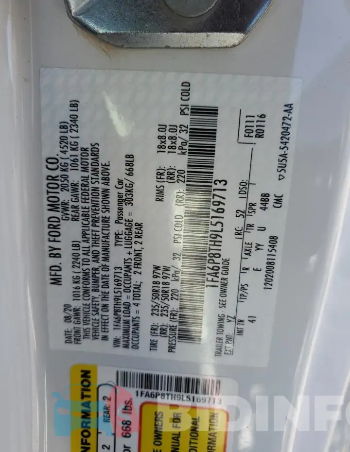 1FA6P8TH9L5169713 Photo# 12