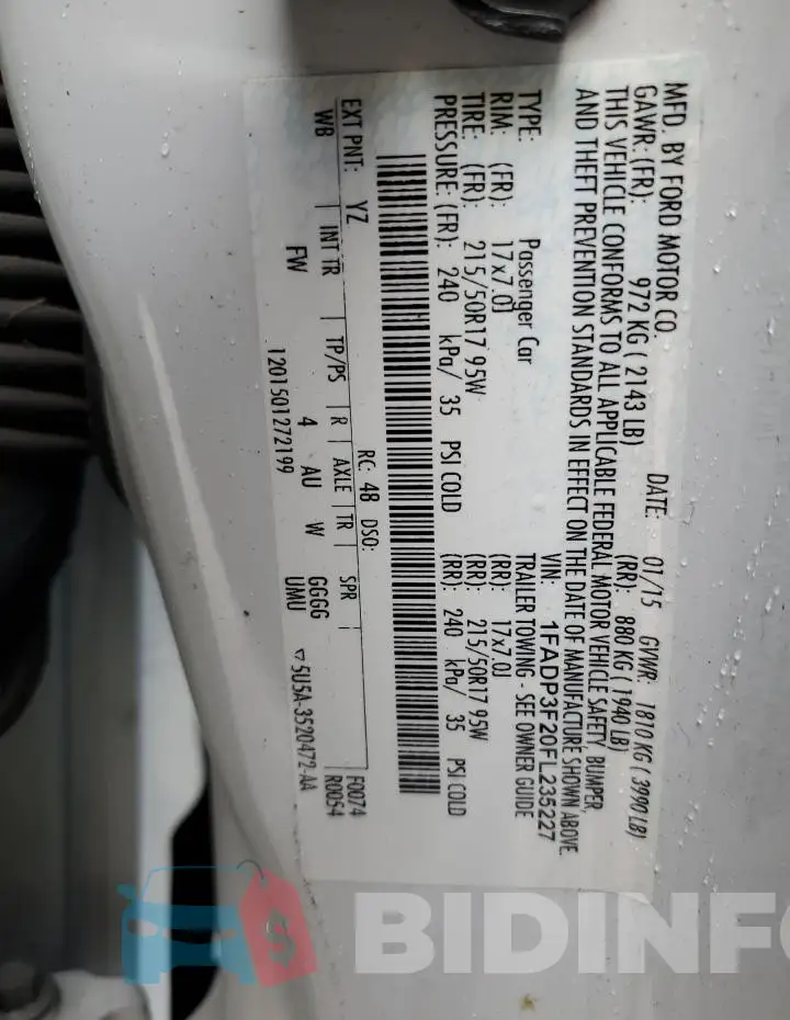 1FADP3F20FL235227 Photo# 12