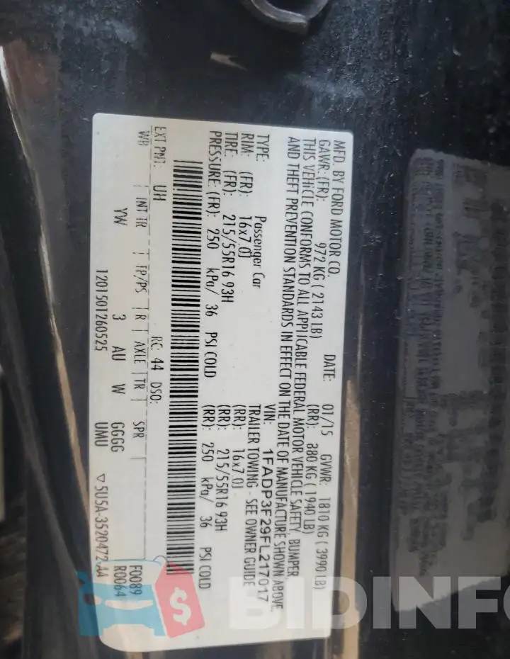 1FADP3F29FL217017 Photo# 12