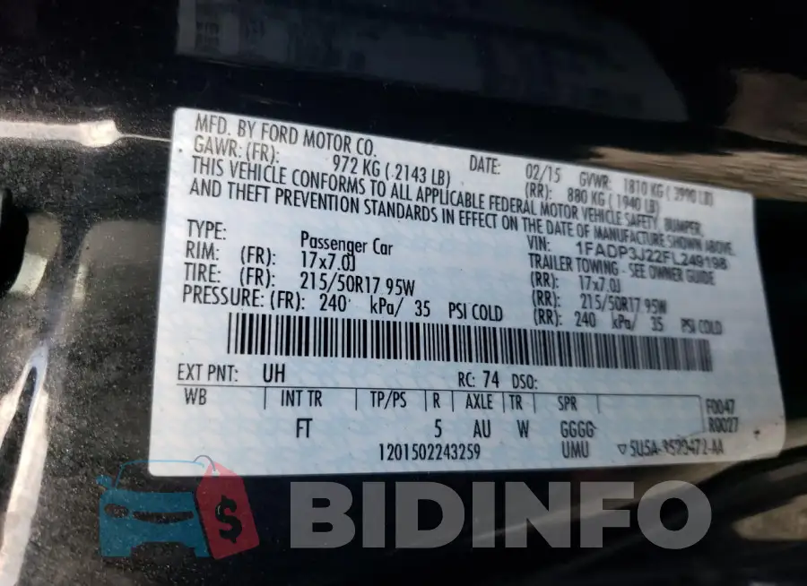 1FADP3J22FL249198 Photo# 12