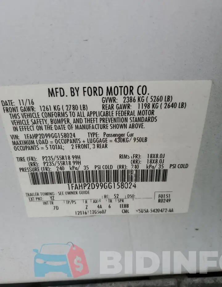 1FAHP2D99GG158024 Photo# 12