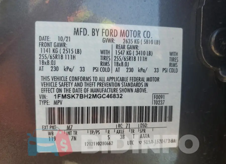 1FMSK7BH2MGC46832 Photo# 13
