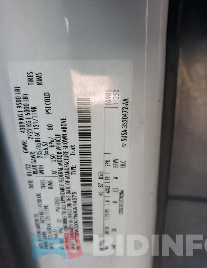 1FTBW3XK7NKA14375 Photo# 13