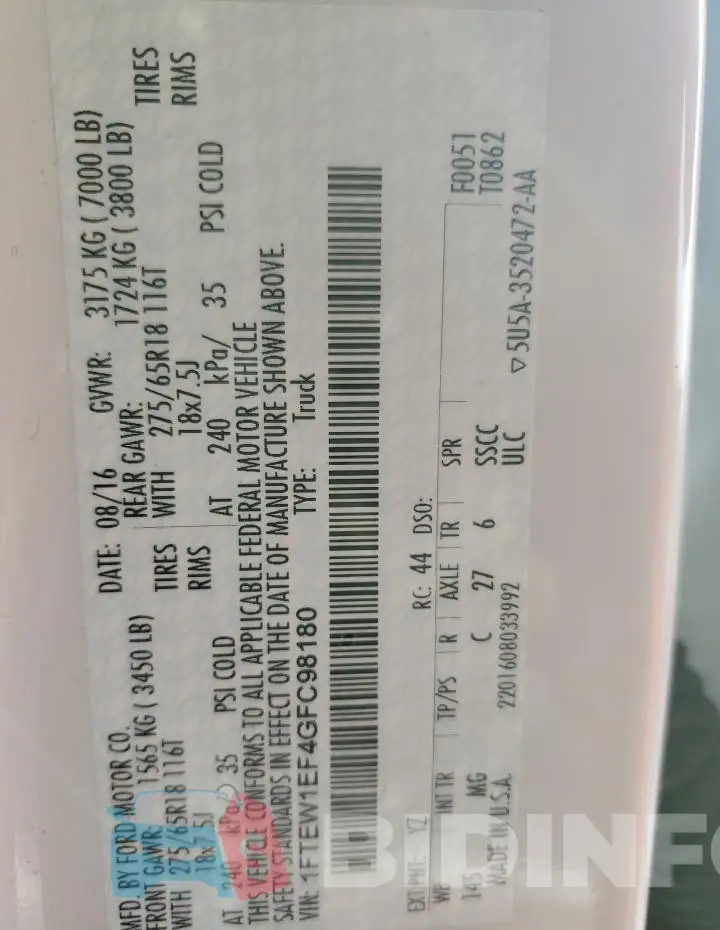 1FTEW1EF4GFC98180 Photo# 12
