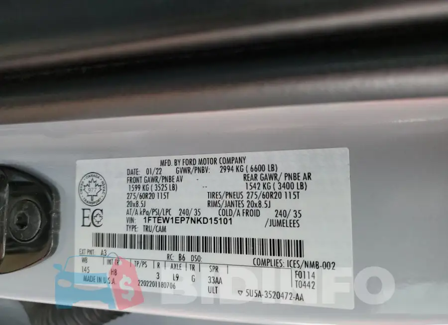 1FTEW1EP7NKD15101 Photo# 12