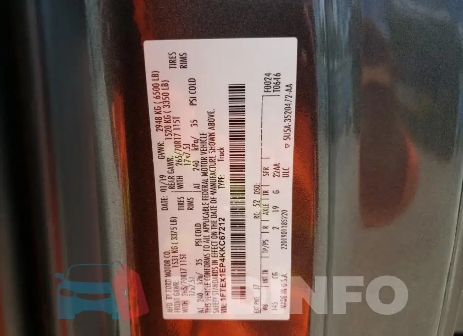 1FTEX1EP4KKC67212 Photo# 12