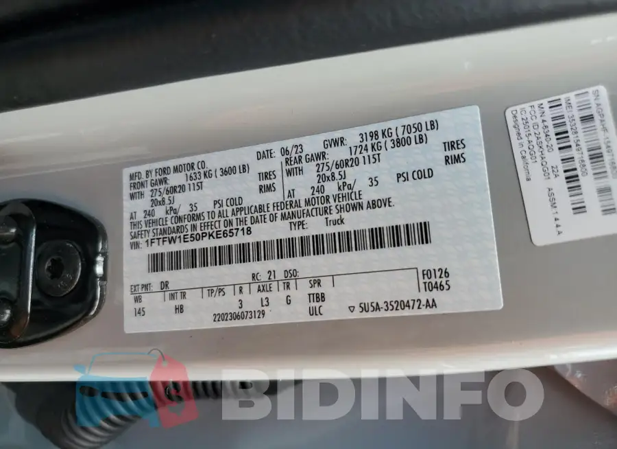 1FTFW1E50PKE65718 Photo# 12