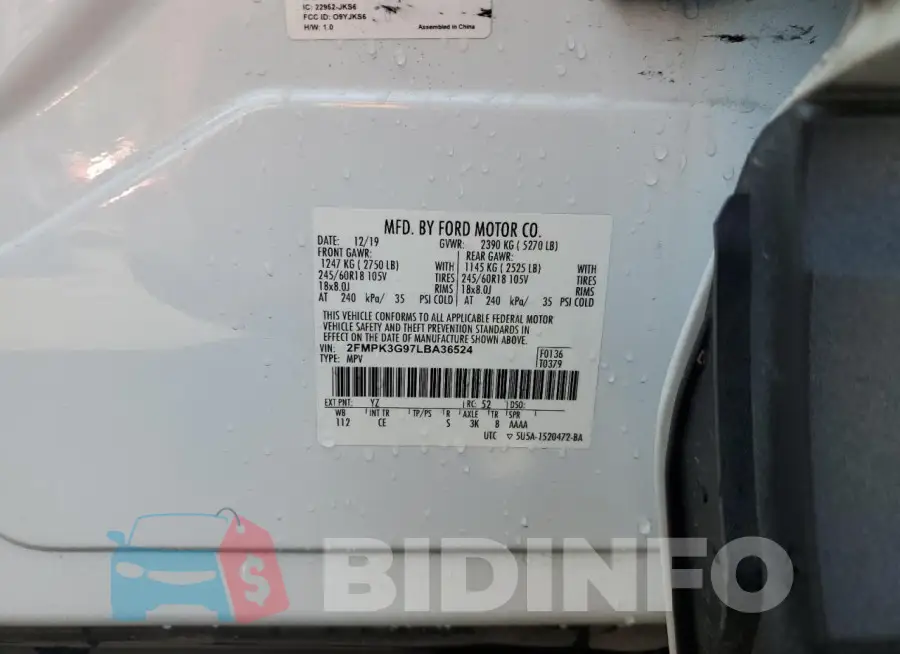 2FMPK3G97LBA36524 Photo# 14