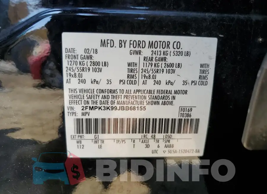 2FMPK3K99JBB68155 Photo# 14