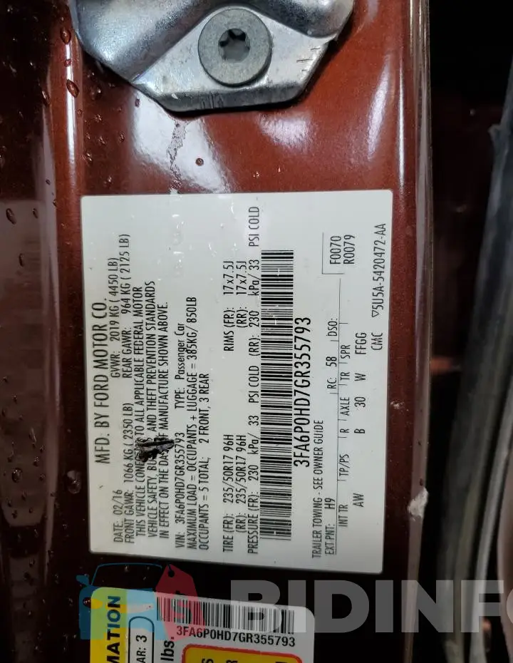 3FA6P0HD7GR355793 Photo# 12