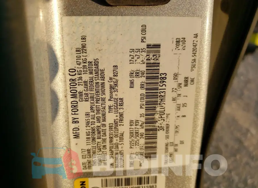 3FA6P0LU9HR315983 Photo# 12