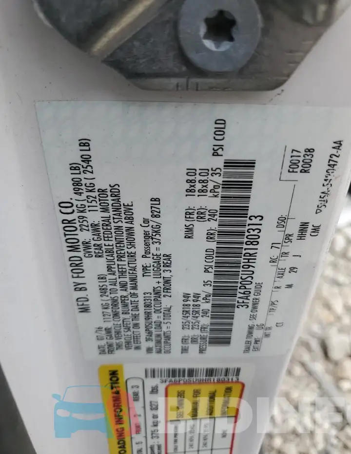 3FA6P0SU9HR180313 Photo# 12