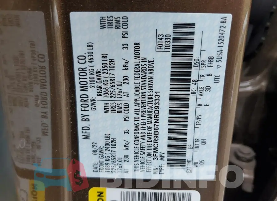 3FMCR9B67NRD93331 Photo# 13