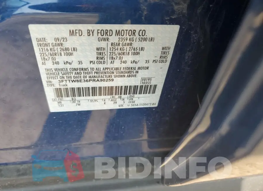 3FTTW8E36PRA90259 Photo# 12