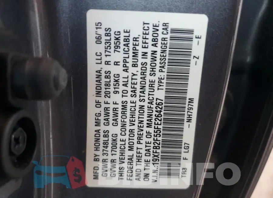 19XFB2F55FE264267 Photo# 12