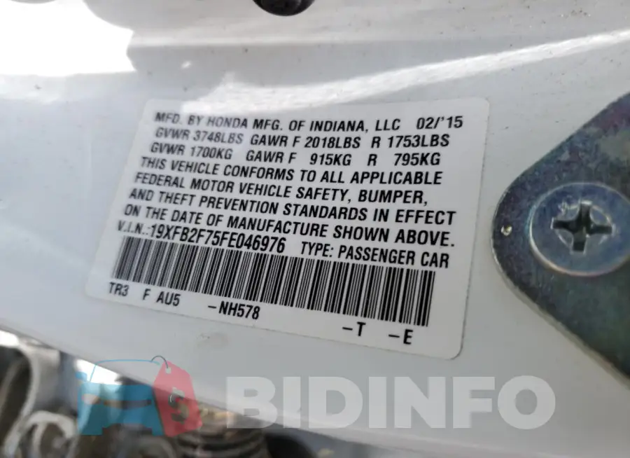 19XFB2F75FE046976 Photo# 12